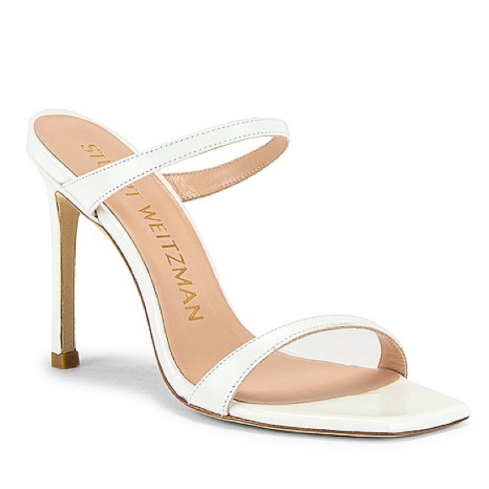 NEW NWOB Stuart Weitzman Aleena 100 Stiletto Strappy Heel Mules In White